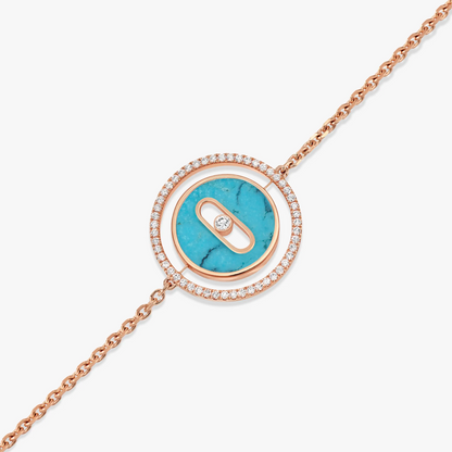 [LOXURA]LUCKY MOVE TURQUOISE PINK GOLD DIAMOND BRACELET