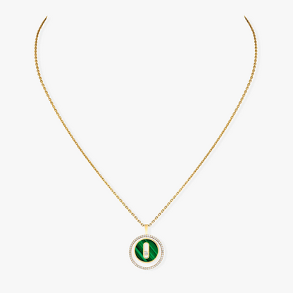 [LOXURA]LUCKY MOVE 1 DIAMOND MALACHITE GOLD DIAMOND NECKLACE