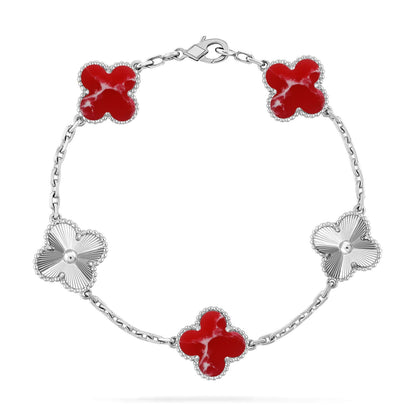 [LOXURA]CLOVER 5 MOTIF RED PATTERN BRACELET COLLECTION