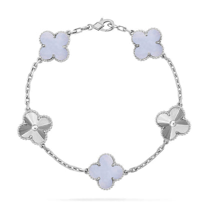[LOXURA] CLOVER 5 MOTIF PURPLE CHALCEDONY BRACELET COLLECTION