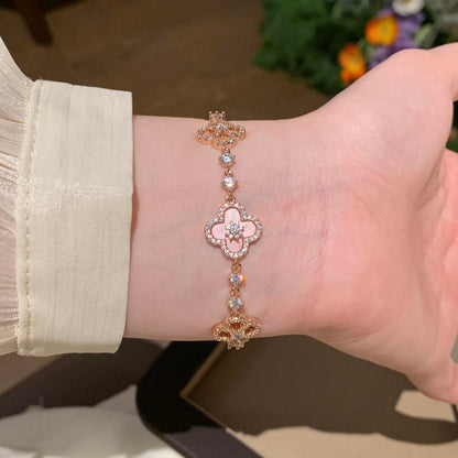 [LOXURA]CLOVER 5 MOTIF PINK BLUE RED WHITE BRACELET
