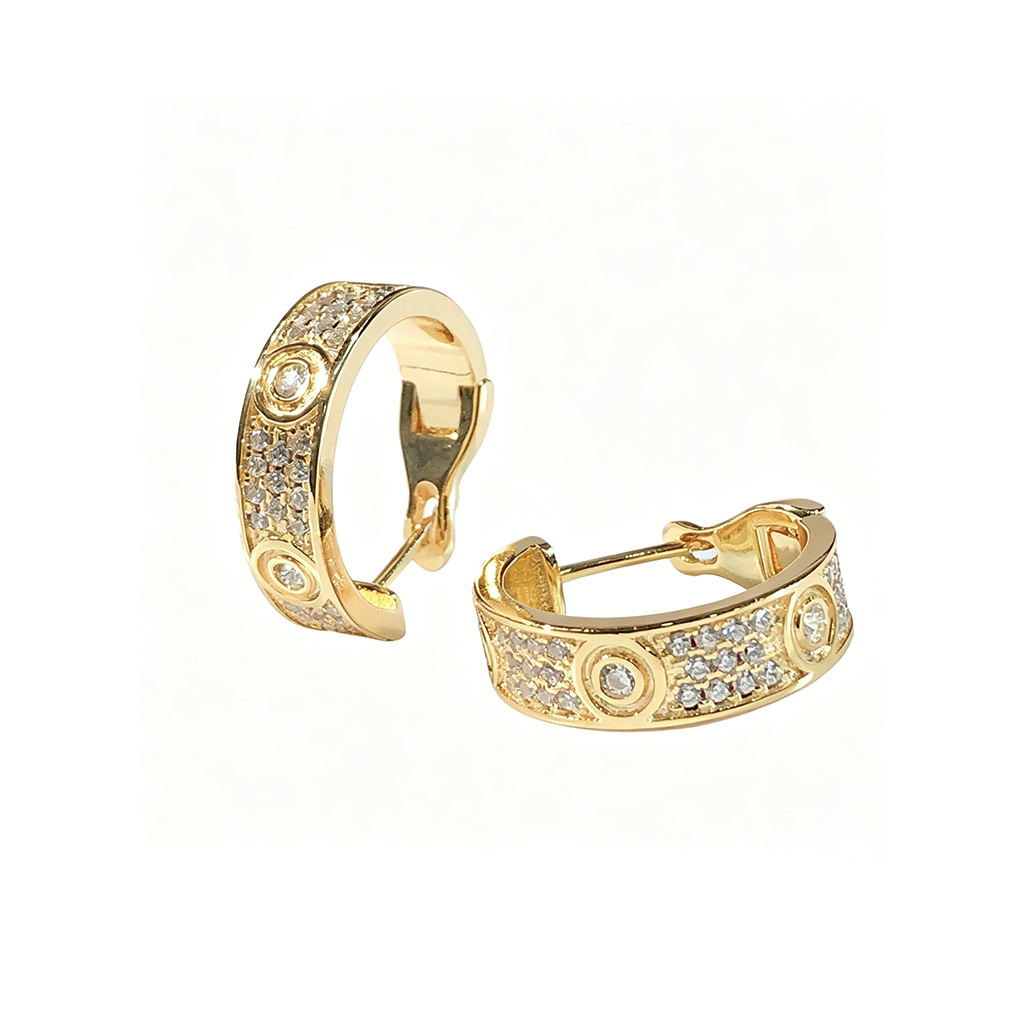 [LOXURA]LOVE 5.5MM DIAMOND PAVED EARRINGS