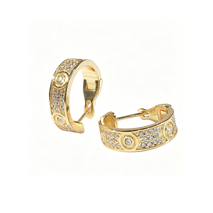 [LOXURA]LOVE 5.5MM DIAMOND PAVED EARRINGS