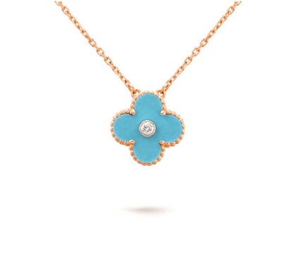 [LOXURA]CLOVER 15MM DIAMOND SINGLE FLOWER NECKLACE COLLECTION