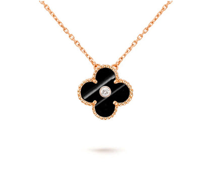 [LOXURA]CLOVER 15MM DIAMOND SINGLE FLOWER NECKLACE COLLECTION