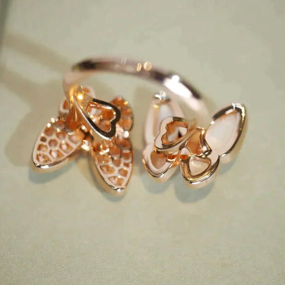 [LOXURA]TWIN BUTTERFLY DIAMOND MOP RING