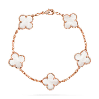 [LOXURA]CLOVER WHITE PEARL MOP 5 MOTIF BRACELET COLLECTION
