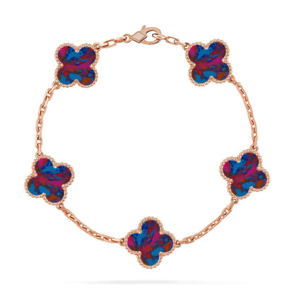 [LOXURA]CLOVER 5 MOTIF COLOR GEMSTONES BRACELET COLLECTION