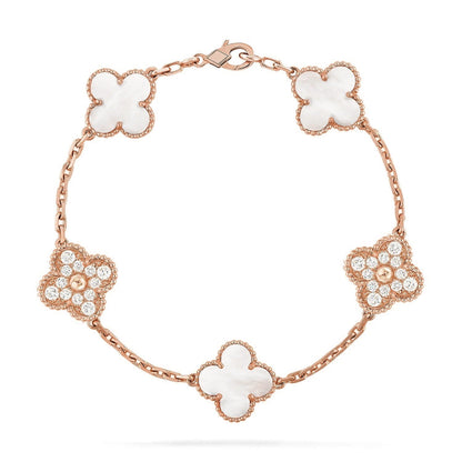 [LOXURA]CLOVER WHITE PEARL MOP 5 MOTIF BRACELET COLLECTION