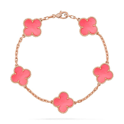 [LOXURA] CLOVER 5 MOTIFS  PINK MOP BRACELET COLLECTION
