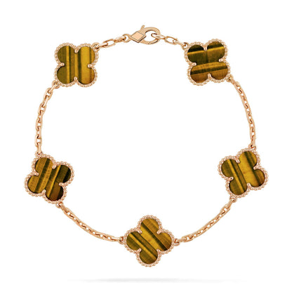 [LOXURA] CLOVER 5 MOTIFS TIGER EYE BRACELET COLLECTION
