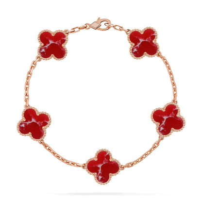 [LOXURA]CLOVER 5 MOTIF RED PATTERN BRACELET COLLECTION