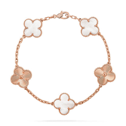 [LOXURA]CLOVER WHITE PEARL MOP 5 MOTIF BRACELET COLLECTION