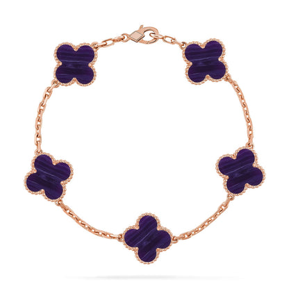 [LOXURA]CLOVER 5 MOTIF PURPLE STRIPES BRACELET COLLECTION