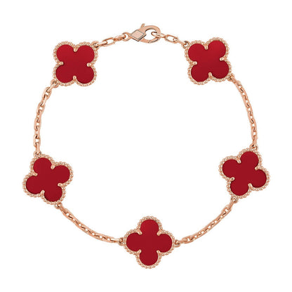 [LOXURA] CLOVER 5 MOTIF RED CORNELIAN BRACELET COLLECTION