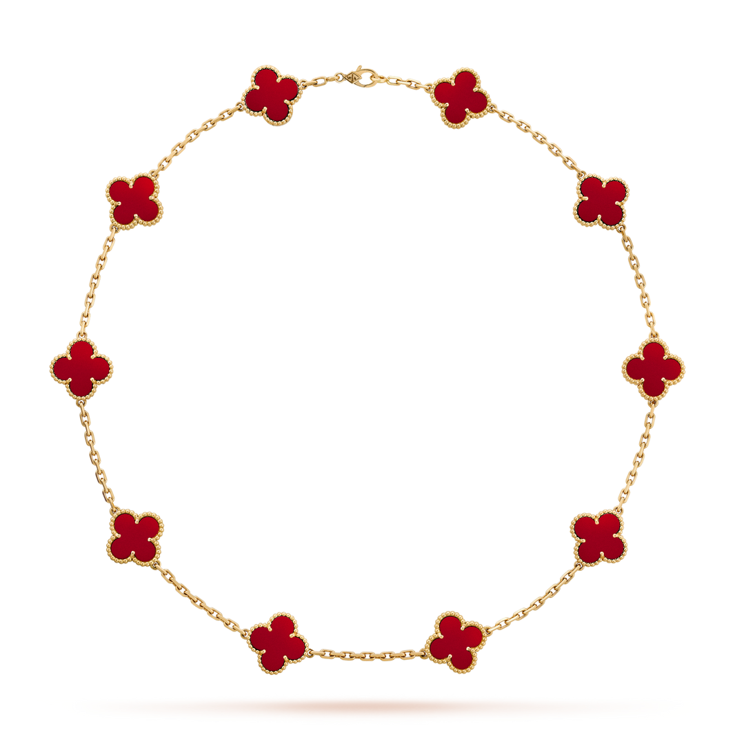 [LOXURA]CLOVER 10 MOTIFS CARNELIAN NECKLACE