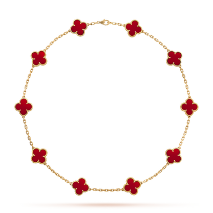 [LOXURA]CLOVER 10 MOTIFS CARNELIAN NECKLACE