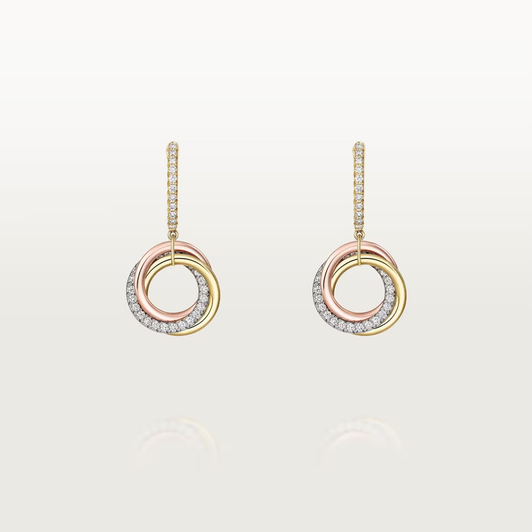 [LOXURA]TRINITY HALF DIAMOND  EARRINGS