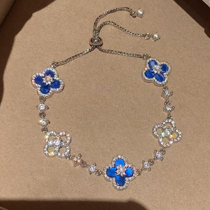 [LOXURA]CLOVER 5 MOTIF PINK BLUE RED WHITE BRACELET