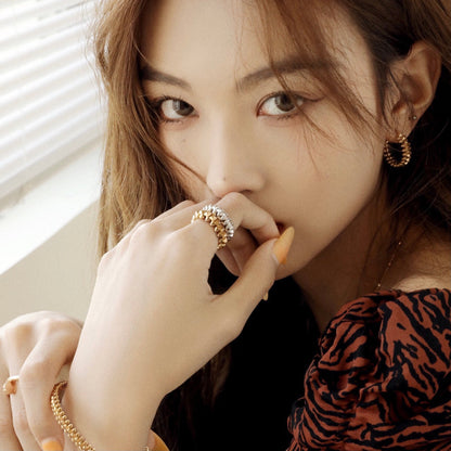 [LOXURA]CLASH SMALL HOOP EARRINGS