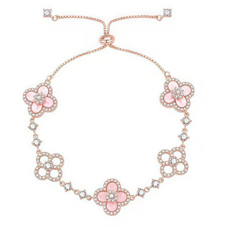 [LOXURA]CLOVER 5 MOTIF PINK BLUE RED WHITE BRACELET