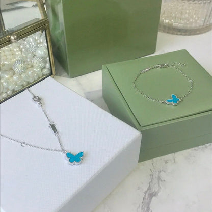[LOXURA]BUTTERFLY TURQUOISE BUTTERFLY BRACELET SILVER