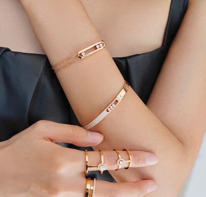 [LOXURA]Move Noa Rose Gold Pavé Diamond Bangle Bracelet