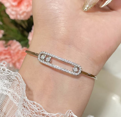 [LOXURA]Move Pavé Diamond Bangle Bracelet M
