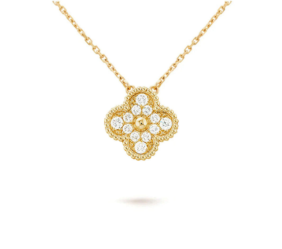 [LOXURA]CLOVER 15MM DIAMOND SINGLE FLOWER NECKLACE COLLECTION