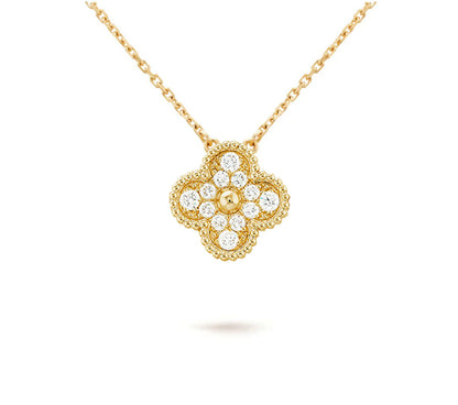 [LOXURA]CLOVER 15MM DIAMOND SINGLE FLOWER NECKLACE COLLECTION