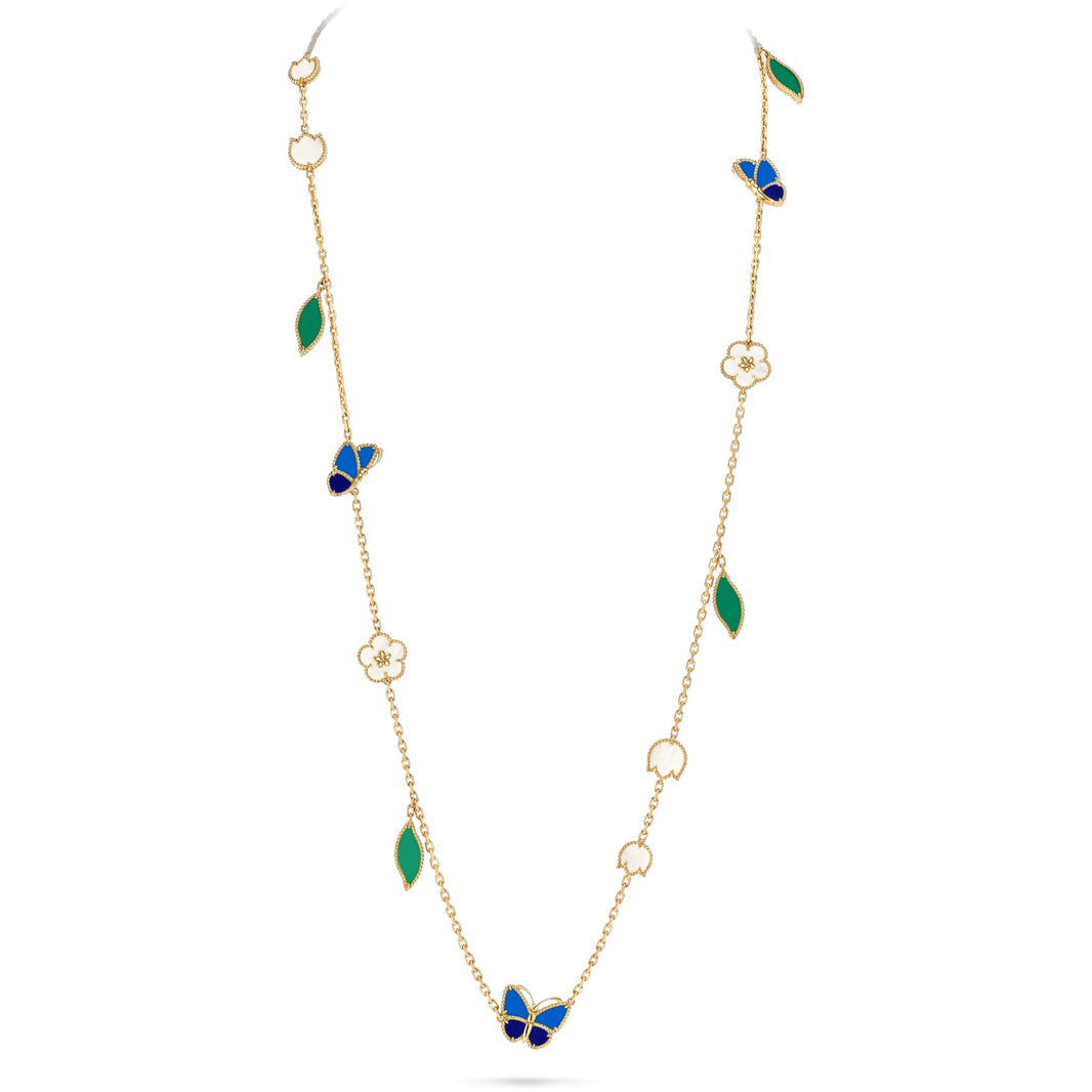 [LOXURA]LUCKY SPRING BUTTERFLY 15 FLOWER NECKLACE