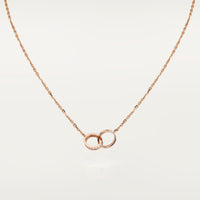 [LOXURA]LOVE DOUBLE RING HALF DIAMOND NECKLACE