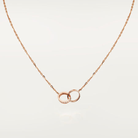 [LOXURA]LOVE DOUBLE RING HALF DIAMOND NECKLACE