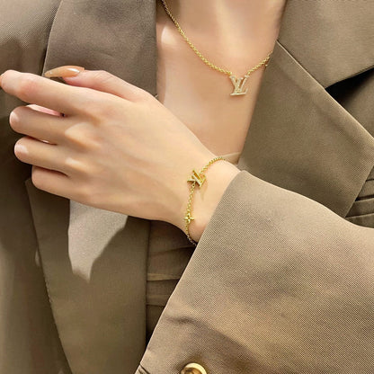 [LOXURA]LOGO STAR MOTIF GOLD BRACELET