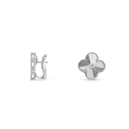 [LOXURA]CLOVER SILVER 15MM MOP DIAMOND EARRINGS COLLECTION