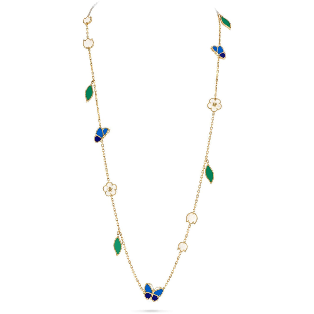 [LOXURA]LUCKY SPRING BUTTERFLY 15 FLOWER NECKLACE