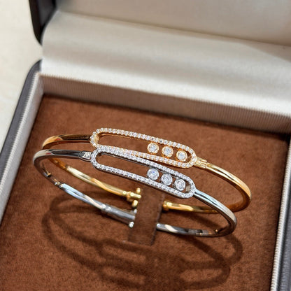 [LOXURA]Move Pavé Diamond Bangle Bracelet M