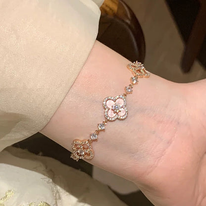 [LOXURA]CLOVER 5 MOTIF PINK BLUE RED WHITE BRACELET