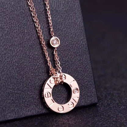 [LOXURA]LOVE NECKLACE 16MM 2 DIAMONDS