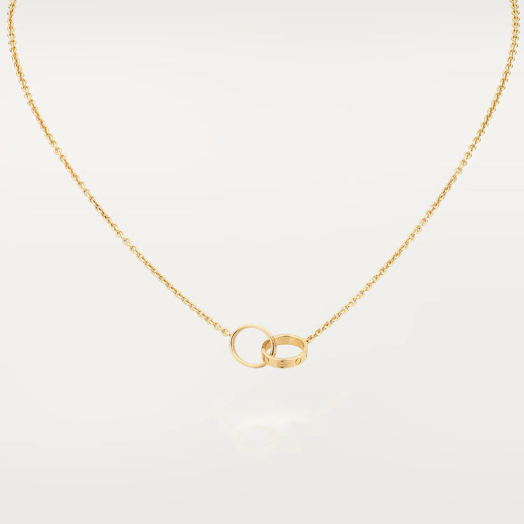 [LOXURA]LOVE NECKLACE DOUBLE RING GOLD