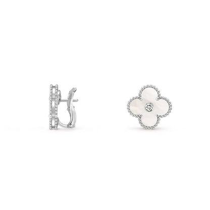 [LOXURA]CLOVER SILVER 15MM MOP DIAMOND EARRINGS COLLECTION