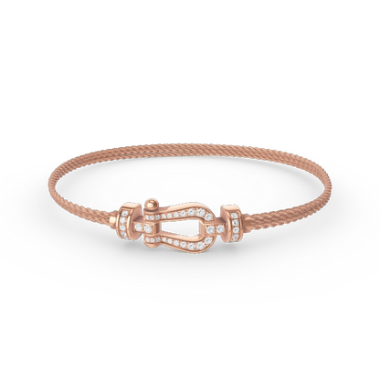 [LOXURA]FORCE SMALL HORSESHOE  DIAMOND CHAIN ROPE BRACELET