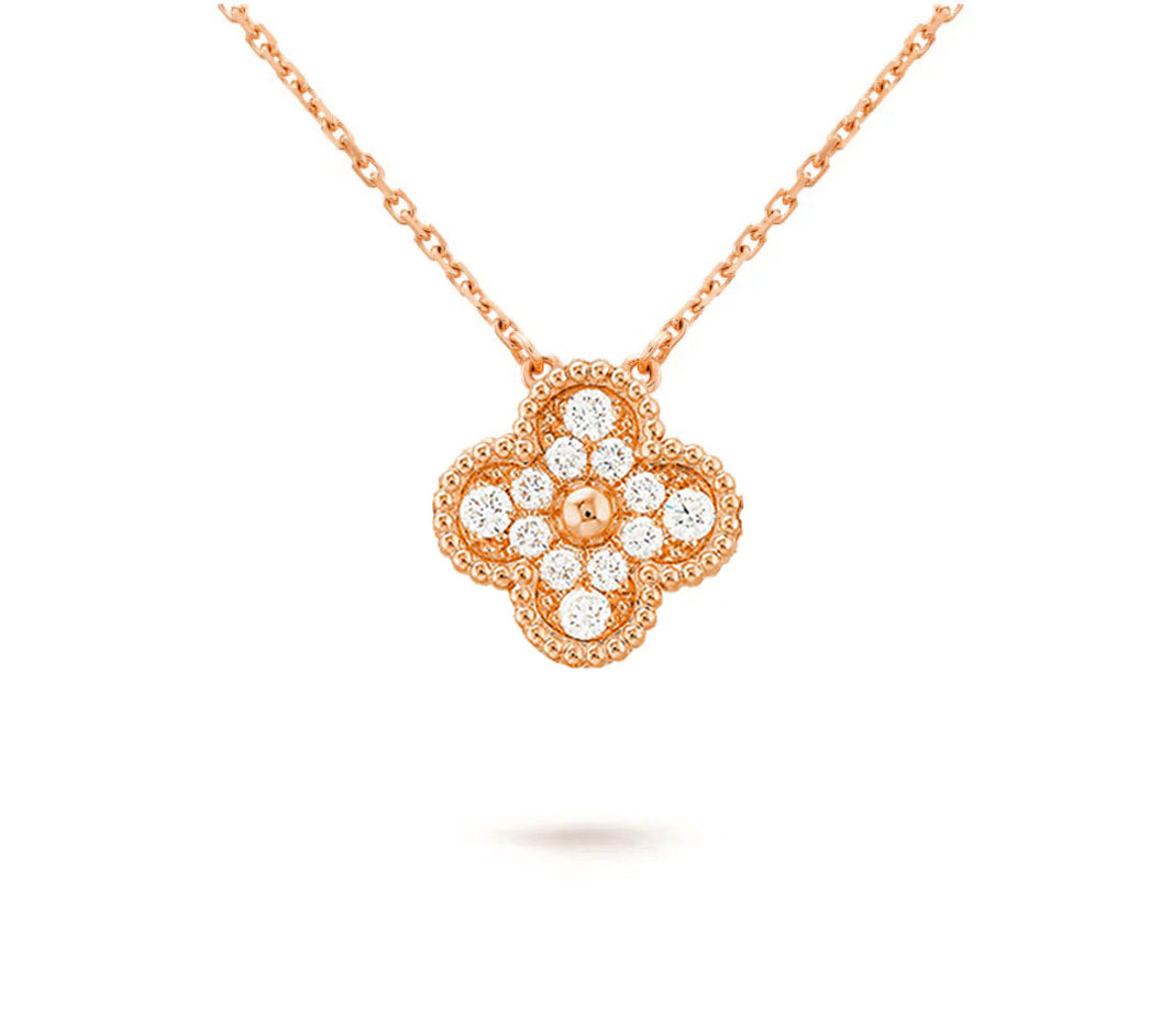 [LOXURA]CLOVER 15MM DIAMOND SINGLE FLOWER NECKLACE COLLECTION