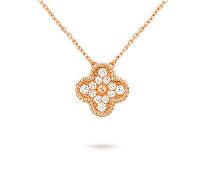 [LOXURA]CLOVER 15MM DIAMOND SINGLE FLOWER NECKLACE COLLECTION