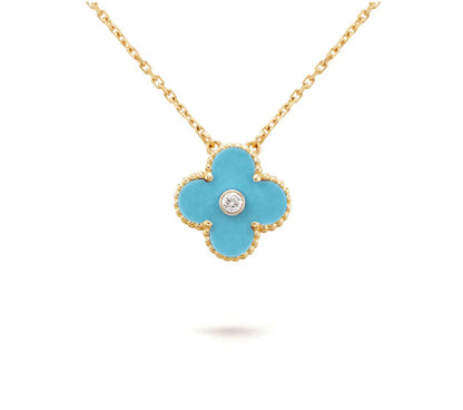 [LOXURA]CLOVER 15MM DIAMOND SINGLE FLOWER NECKLACE COLLECTION