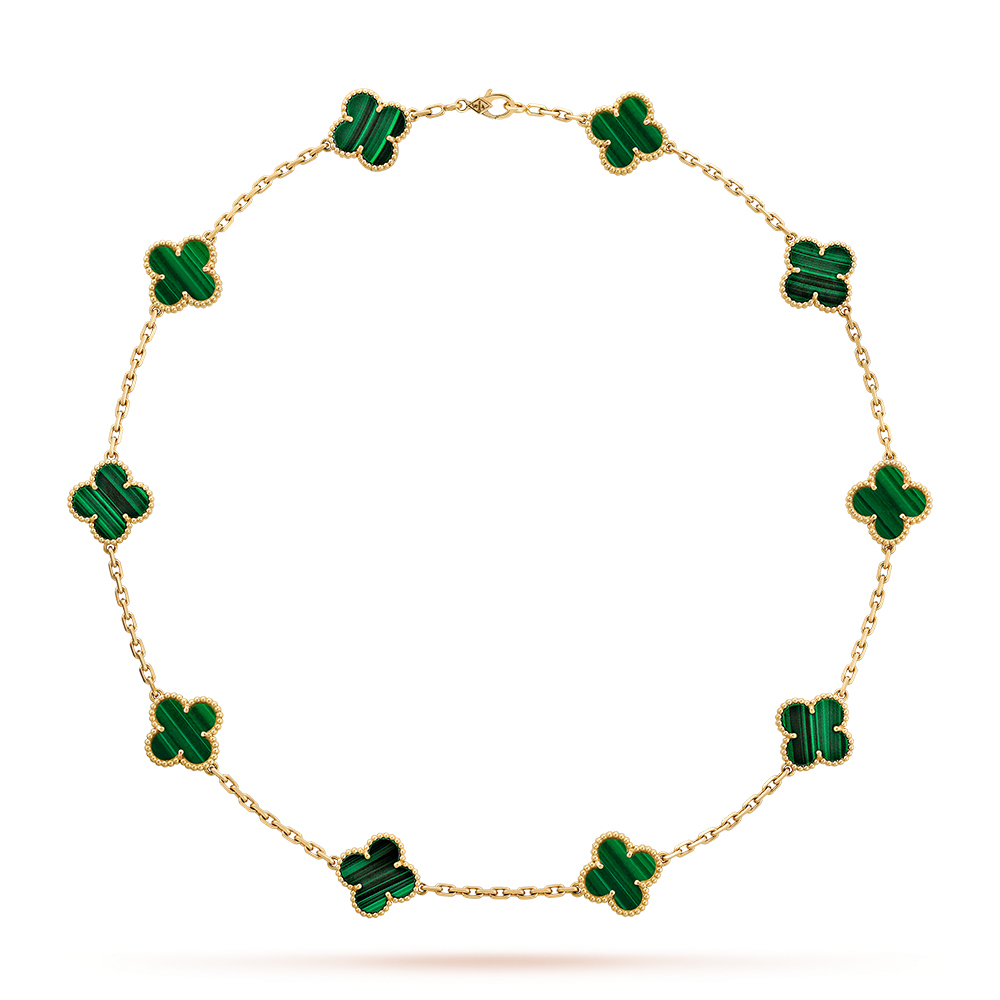 [LOXURA]CLOVER 10 MOTIFS MALACHITE NECKLACE