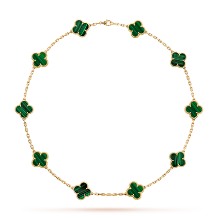 [LOXURA]CLOVER 10 MOTIFS MALACHITE NECKLACE