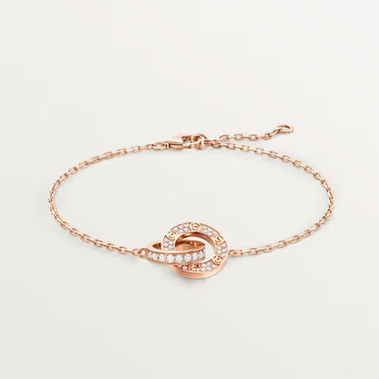 [LOXURA]LOVE DOUBLE RING FULL DIAMOND BRACELET