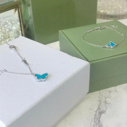 [LOXURA]BUTTERFLY TURQUOISE BUTTERFLY BRACELET SILVER