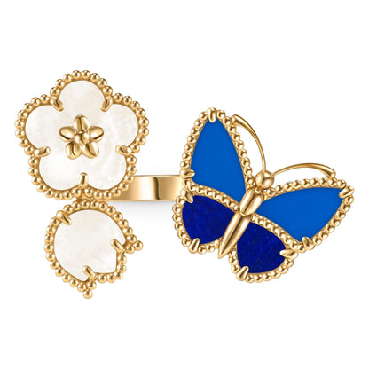 [LOXURA]LUCKY SPRING BUTTERFLY OPEN-FACE RINGS